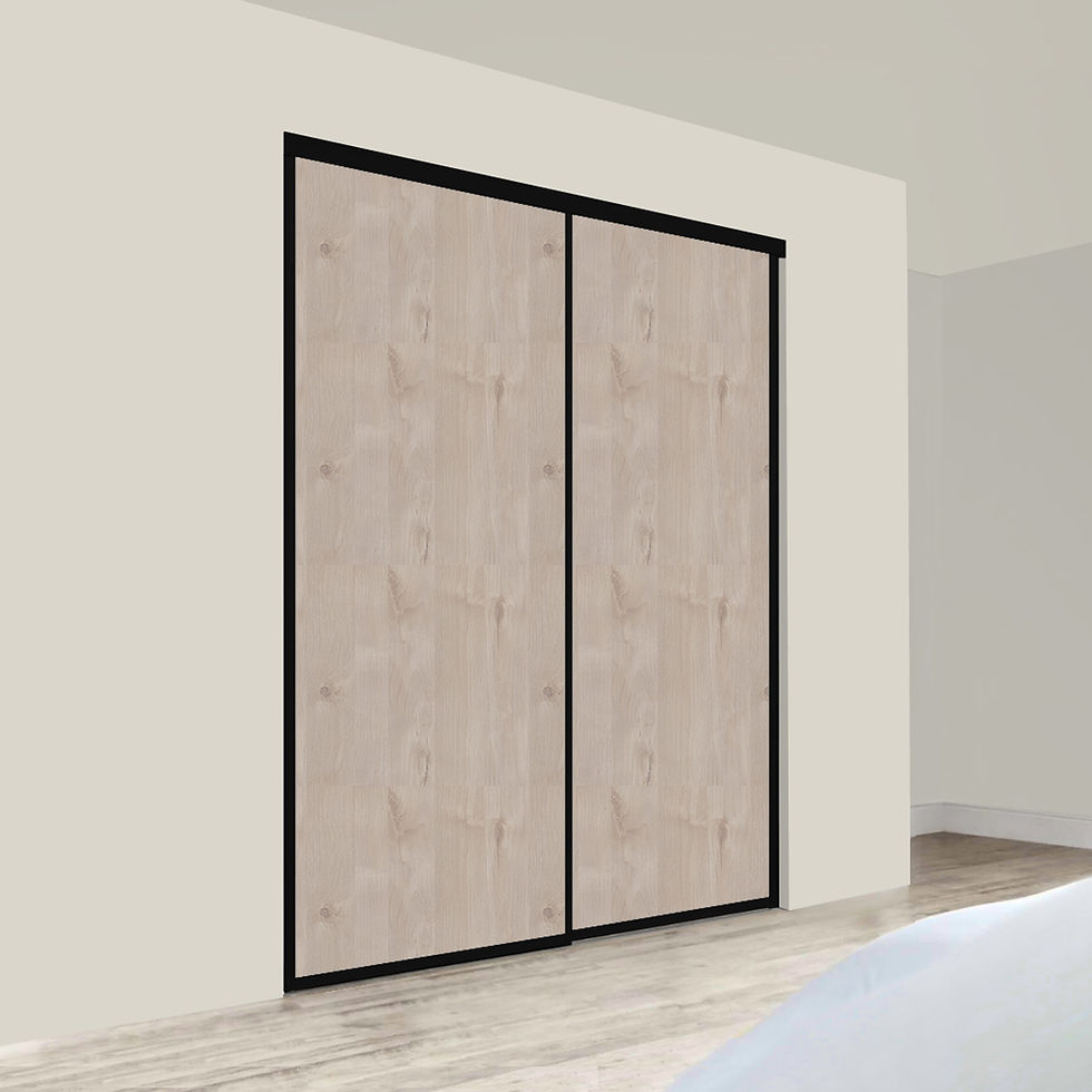 sliding doors for built in wardrobes melbourne - angora oak woodmatt - black frame