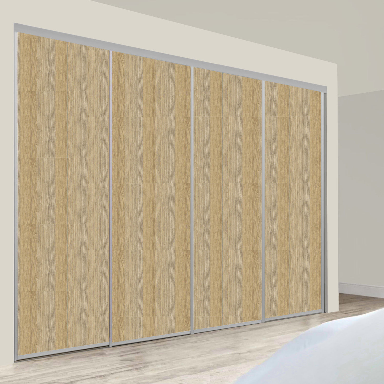 Framed natural oak matt 4 door sliding doors for wardrobes for DIY wardrobes online Melbourne
