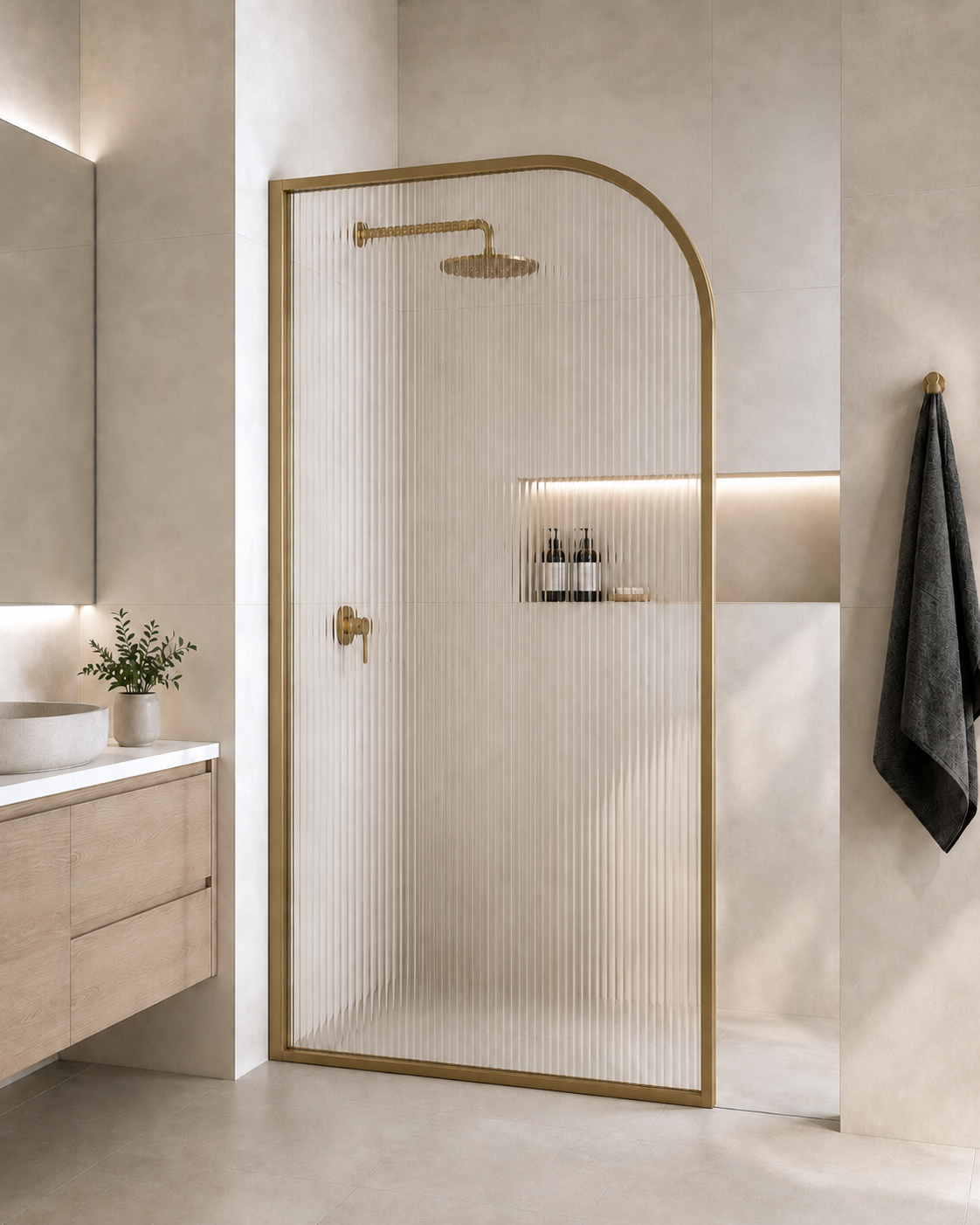 Yarra Curved Fluted Framed Shower Panel
