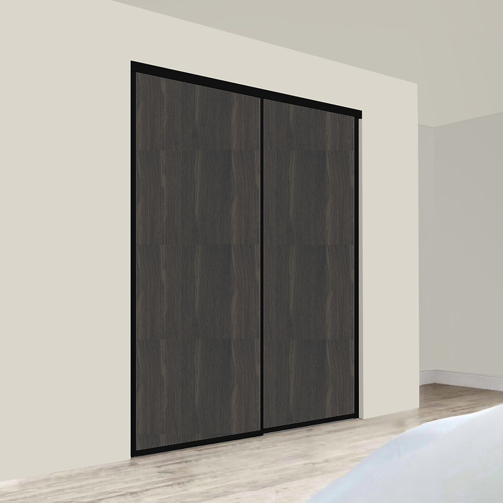 Framed bottega walnut sliding door wardrobes Melbourne 
black frame