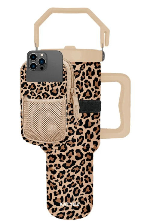 Brown Leopard Tumbler Sling Bag with phone pocket