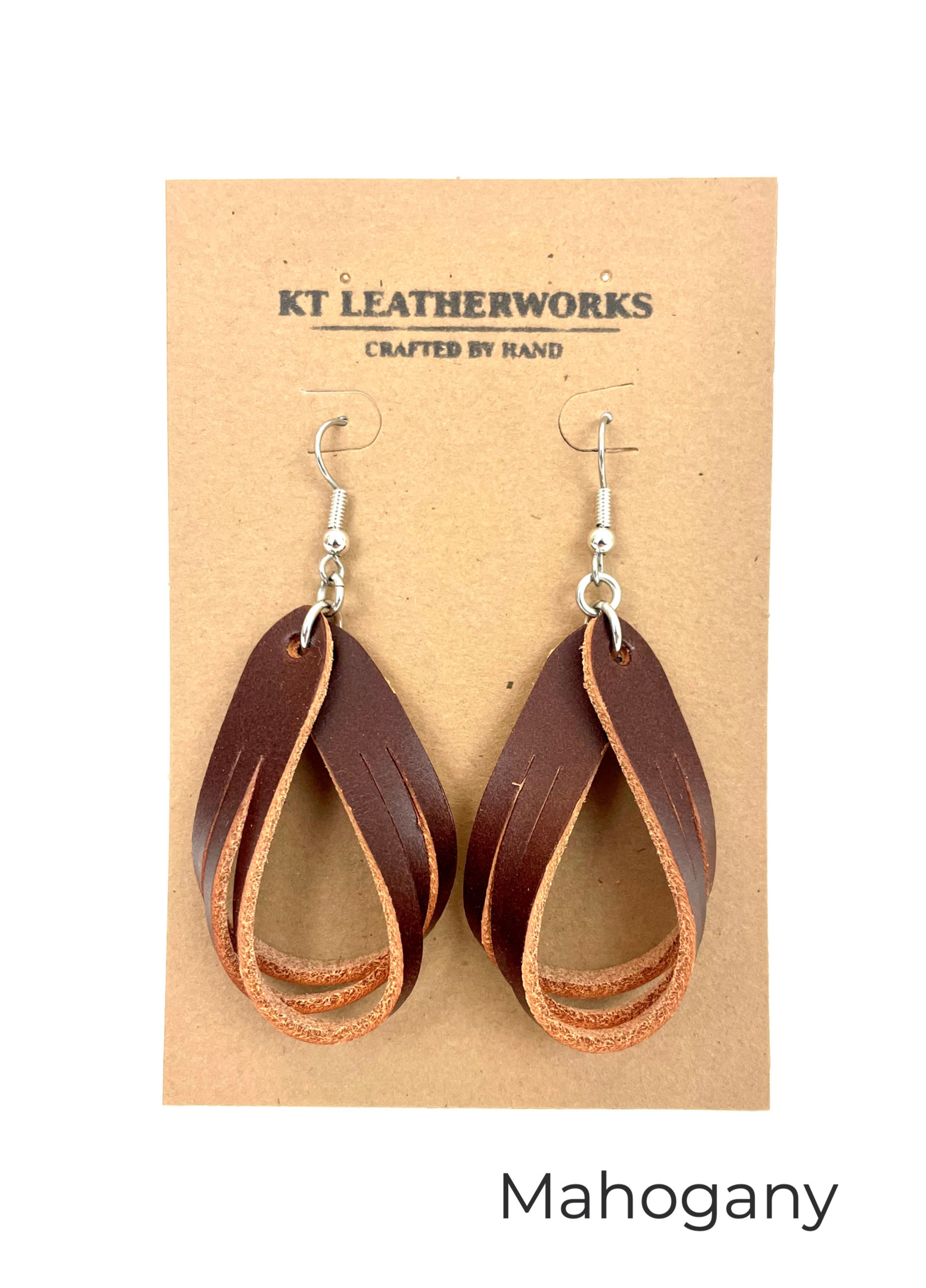Centennial leather earrings in mahogany