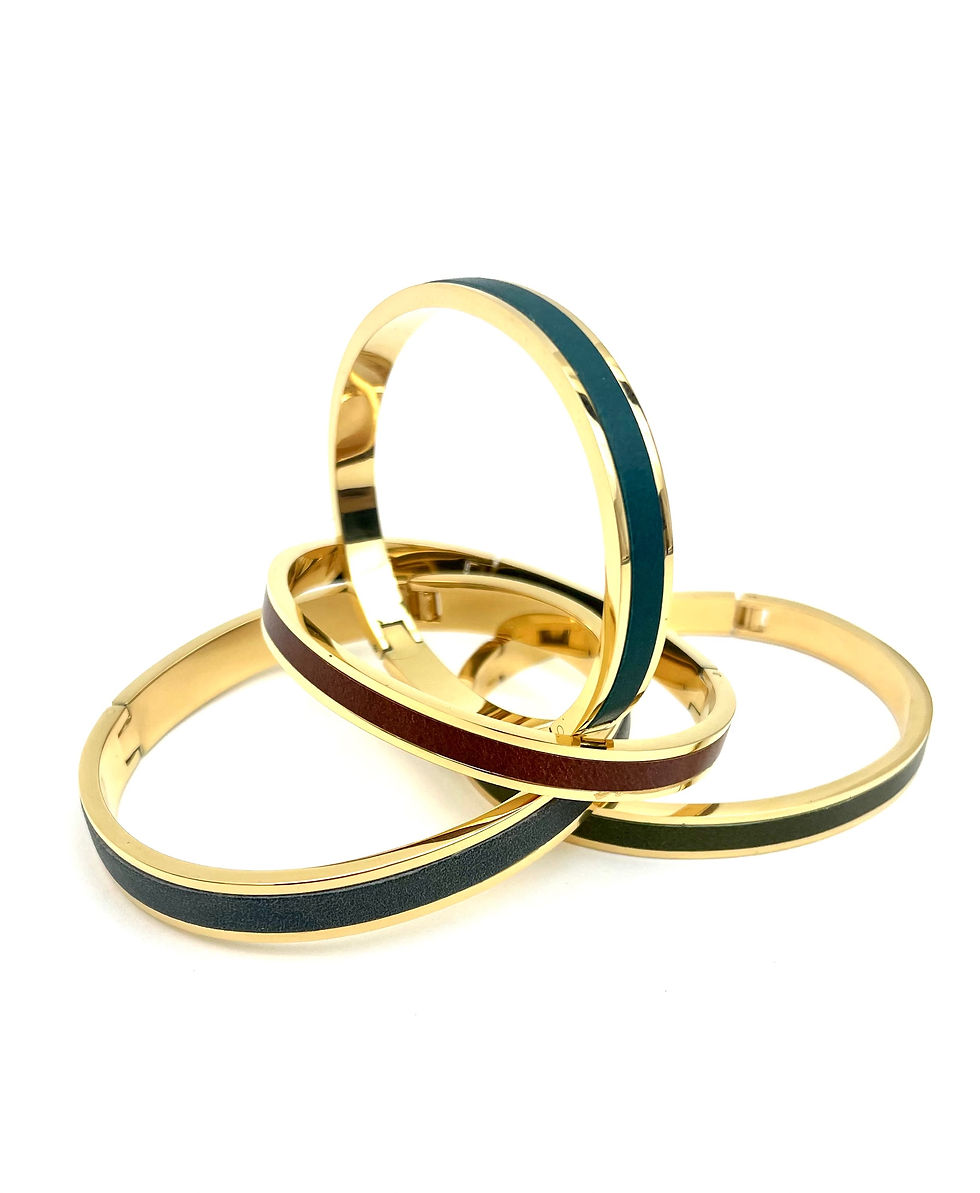 Gold and Leather Bracelets