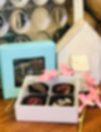 Four piece truffle set in our year round robin egg blue box.