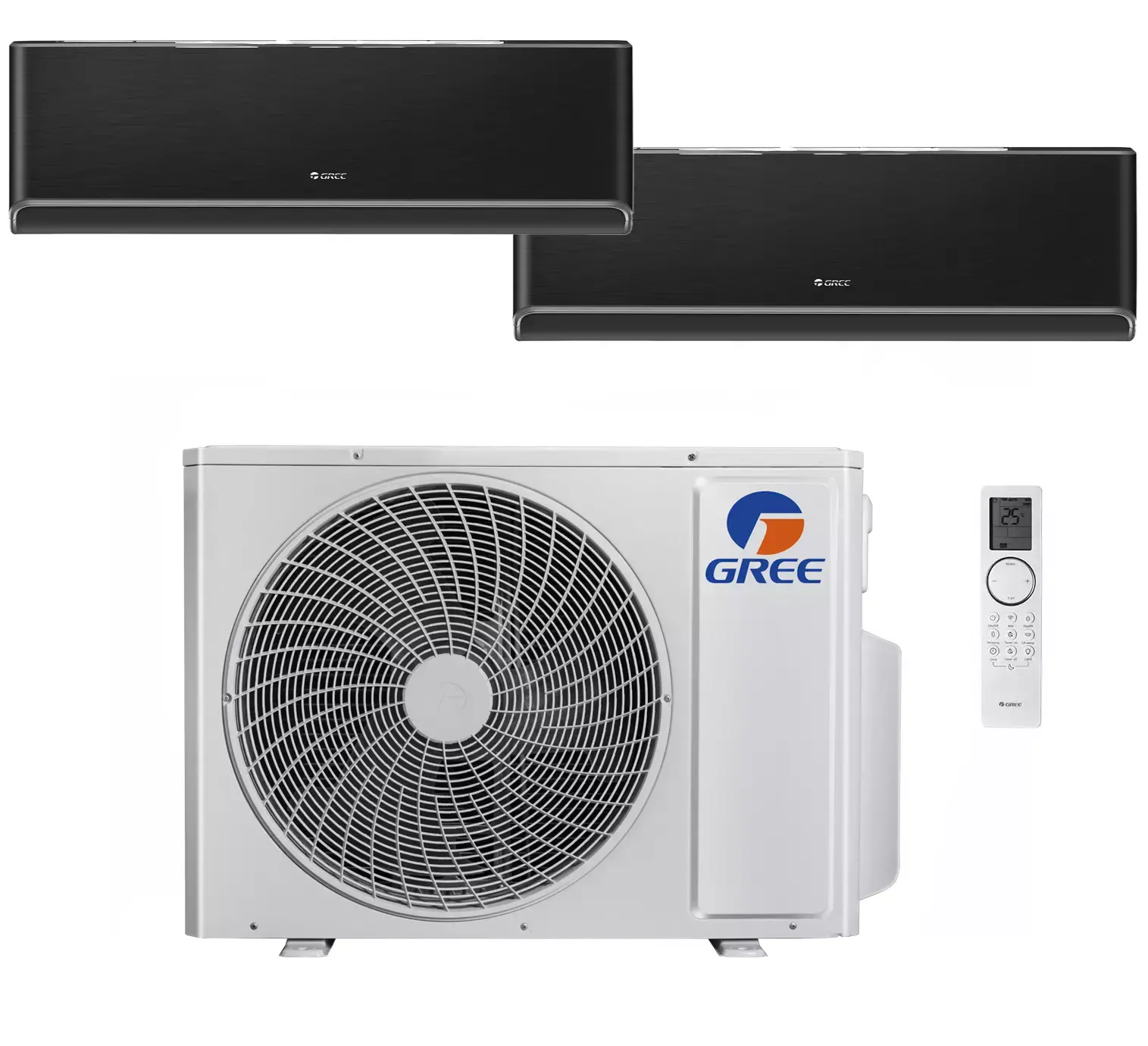 GREE MULTI NORDIC 70-A, 2x Airy 35 Svart Innedel A++ LUFTVÄRMEPUMP