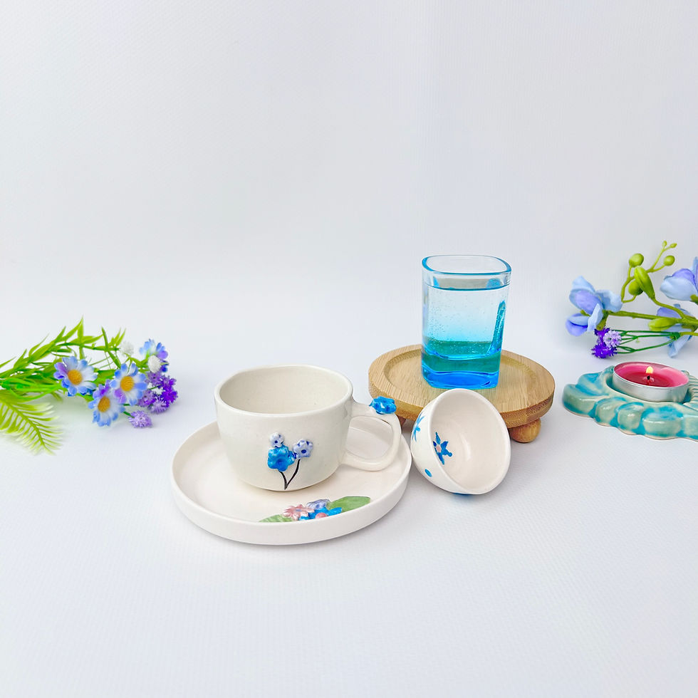 Miniature : Mavi Çiçek Desenli Kabartma(Rölyef) Porselen Türk Kahvesi Fi... Kopyası Kopyası