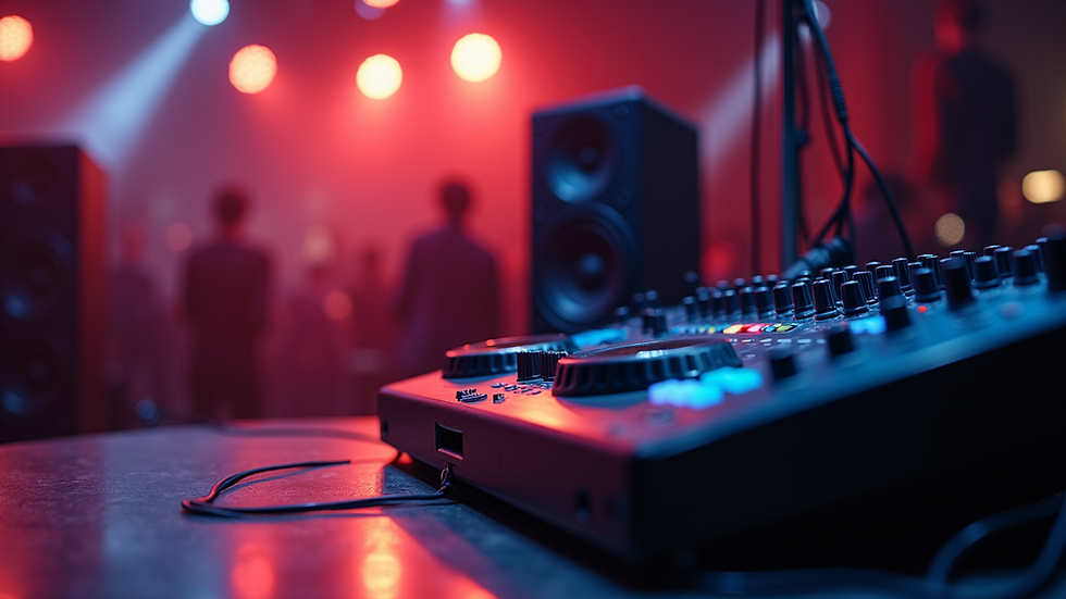 Close-up view of a dance studio sound system and speakers