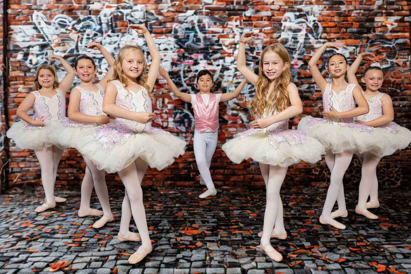 Young dancers in Ballet dance costumes. 