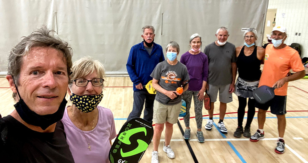 Pickleball players in Durango, CO wearing masks