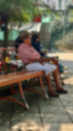 Man in park in traditional Guatemalan clothing