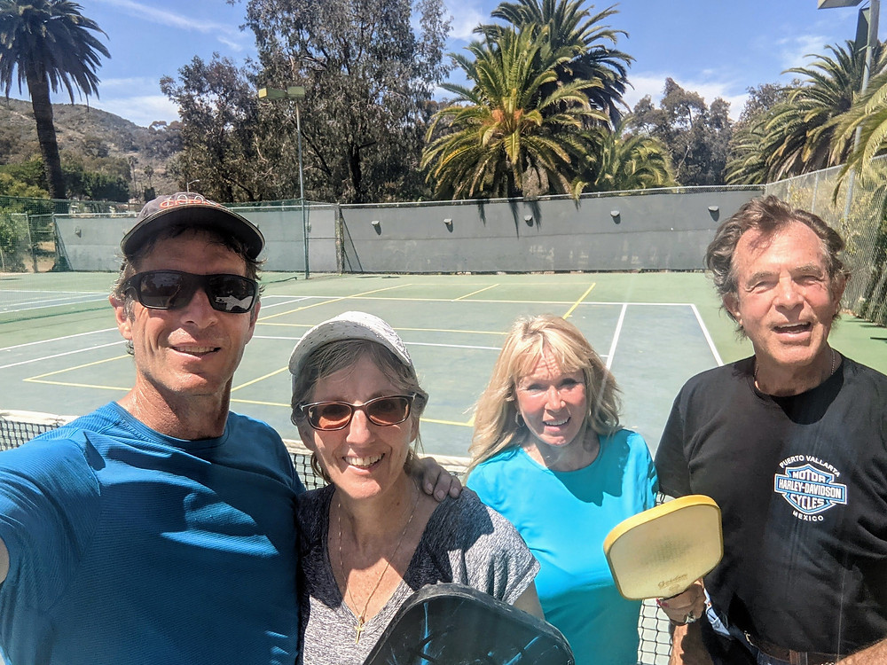 Friends on pickleball court on Catalina Island, CA
