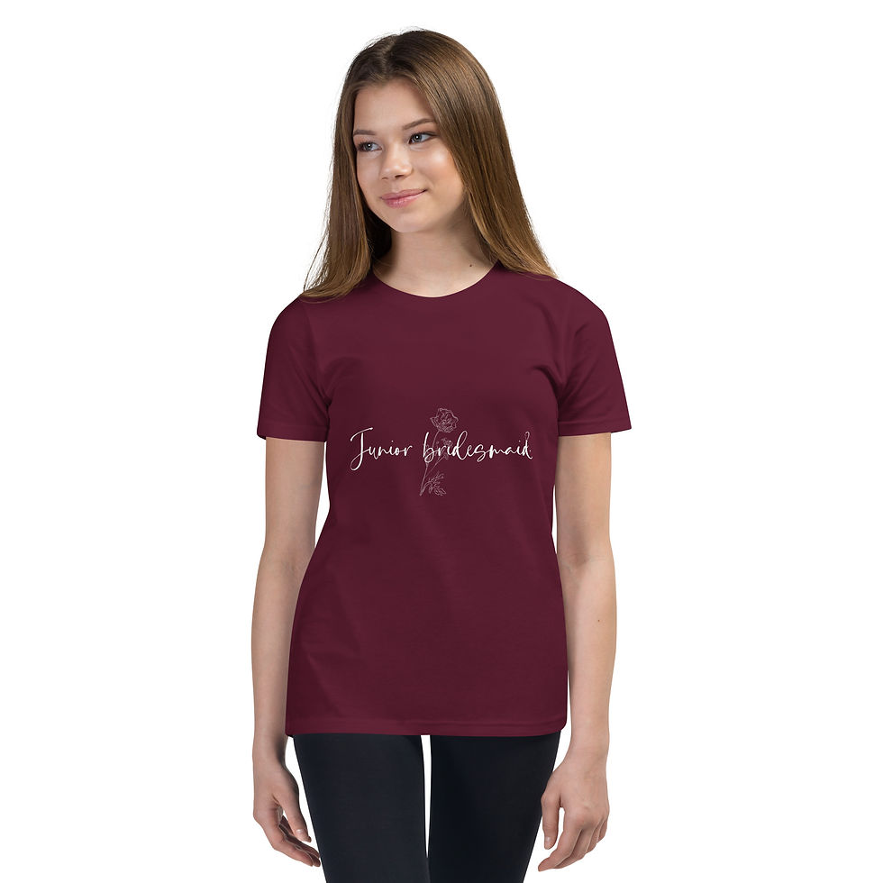 Thumbnail: Junior bridesmaid Youth Short Sleeve T-Shirt - white text