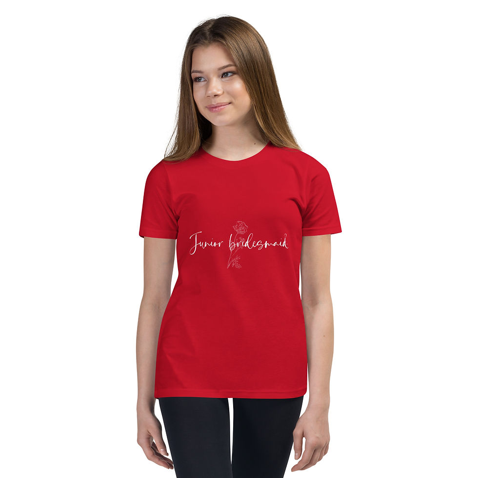 Thumbnail: Junior bridesmaid Youth Short Sleeve T-Shirt - white text