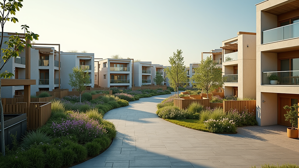 High angle view of a modern eco-friendly housing development