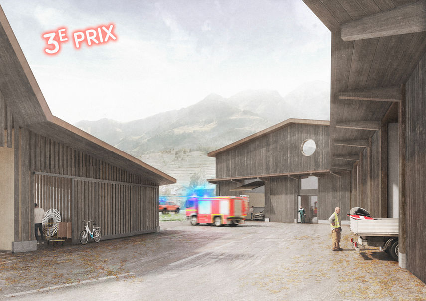 Antonuccio Wieland Architectes EPFL SIA sàrl • avenue des alpes 33, 1820 Montreux • Alyssa Antonuccio et Fabian Wieland • Architecture et visualisations • 216_COLI, concours pour un nouveau bâtiment pour les services publics de Liddes