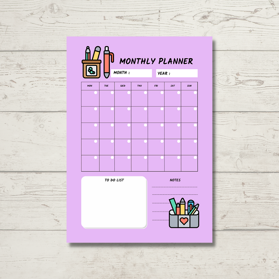 Monthly Calendar - Purple | The Budgetcouch