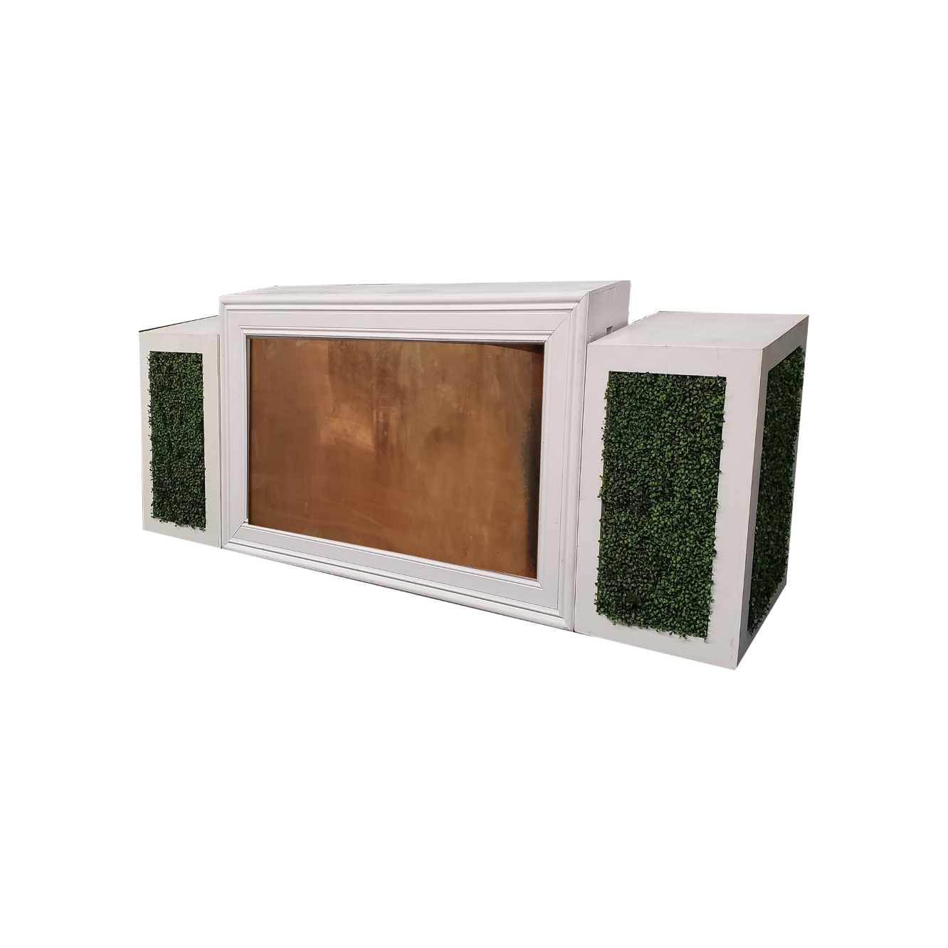 White Frame/Copper Insert with Hedge Pedestals $350