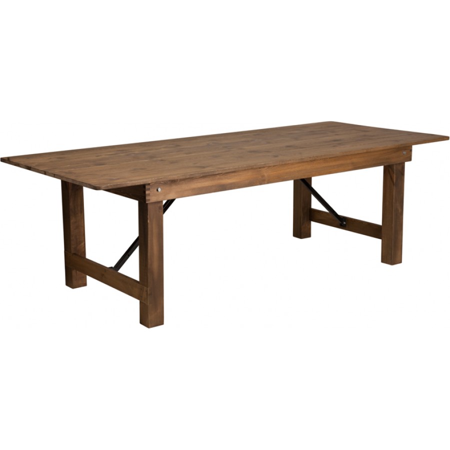 8' X 40'' Antique Rustic Solid Pine Folding Farm Table