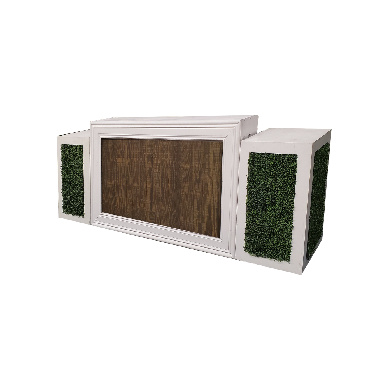 White Frame/Mahogany Insert with Hedge Pedestals $350