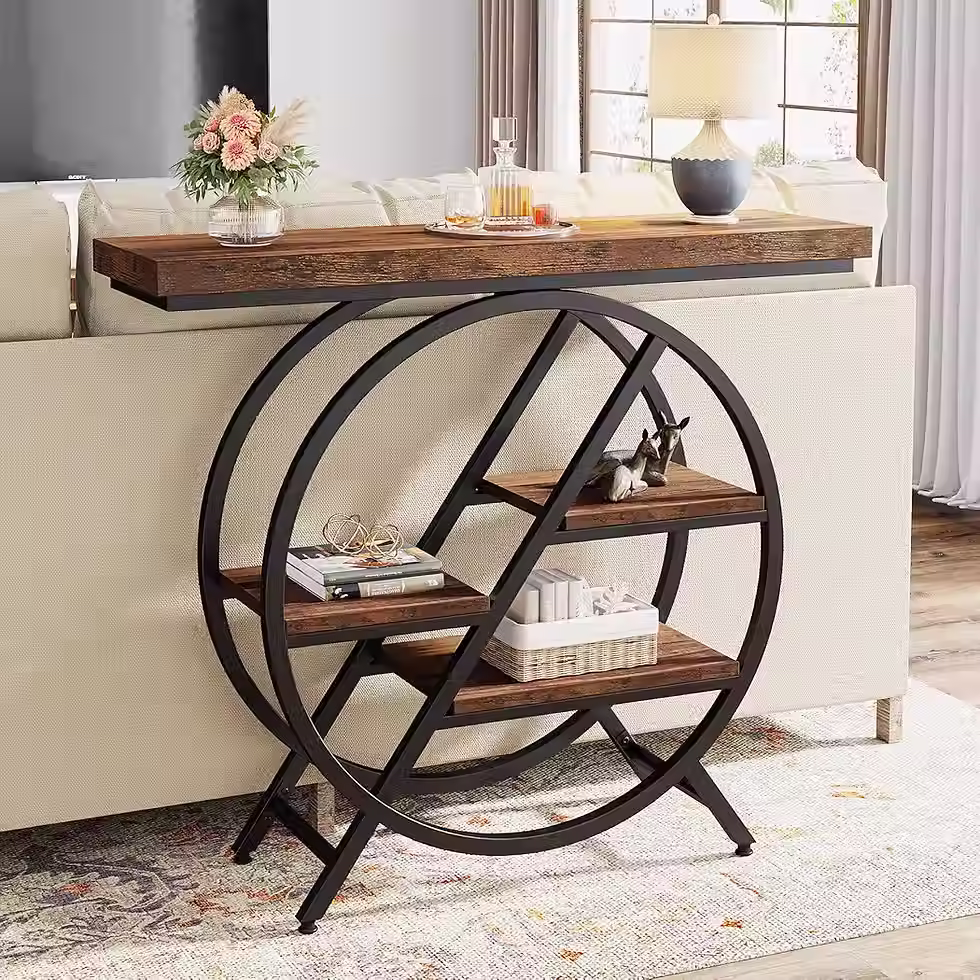 Thumbnail: Tribesigns Industrial 4-Tier Console Table – Circle Base Sofa & Entryway Table