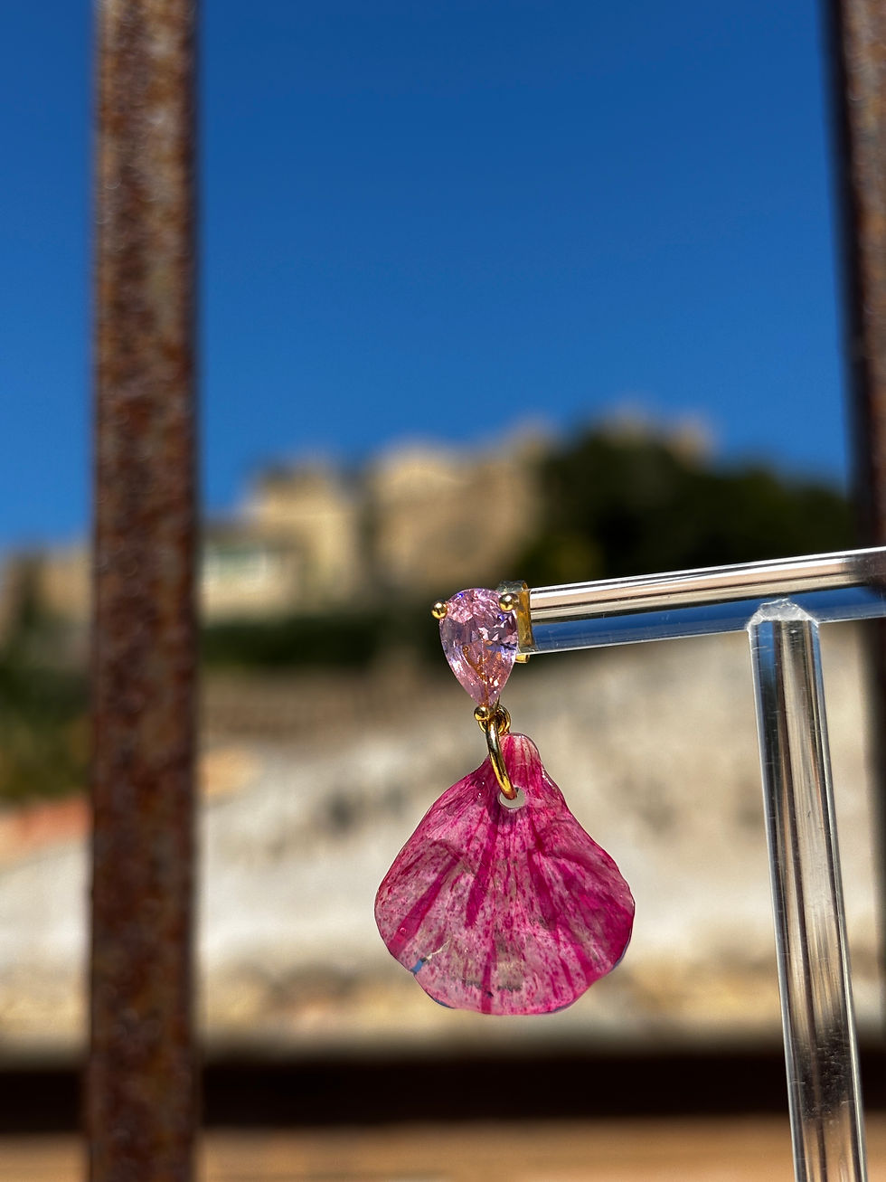 Thumbnail: Geranium petals pink zircon Earrings