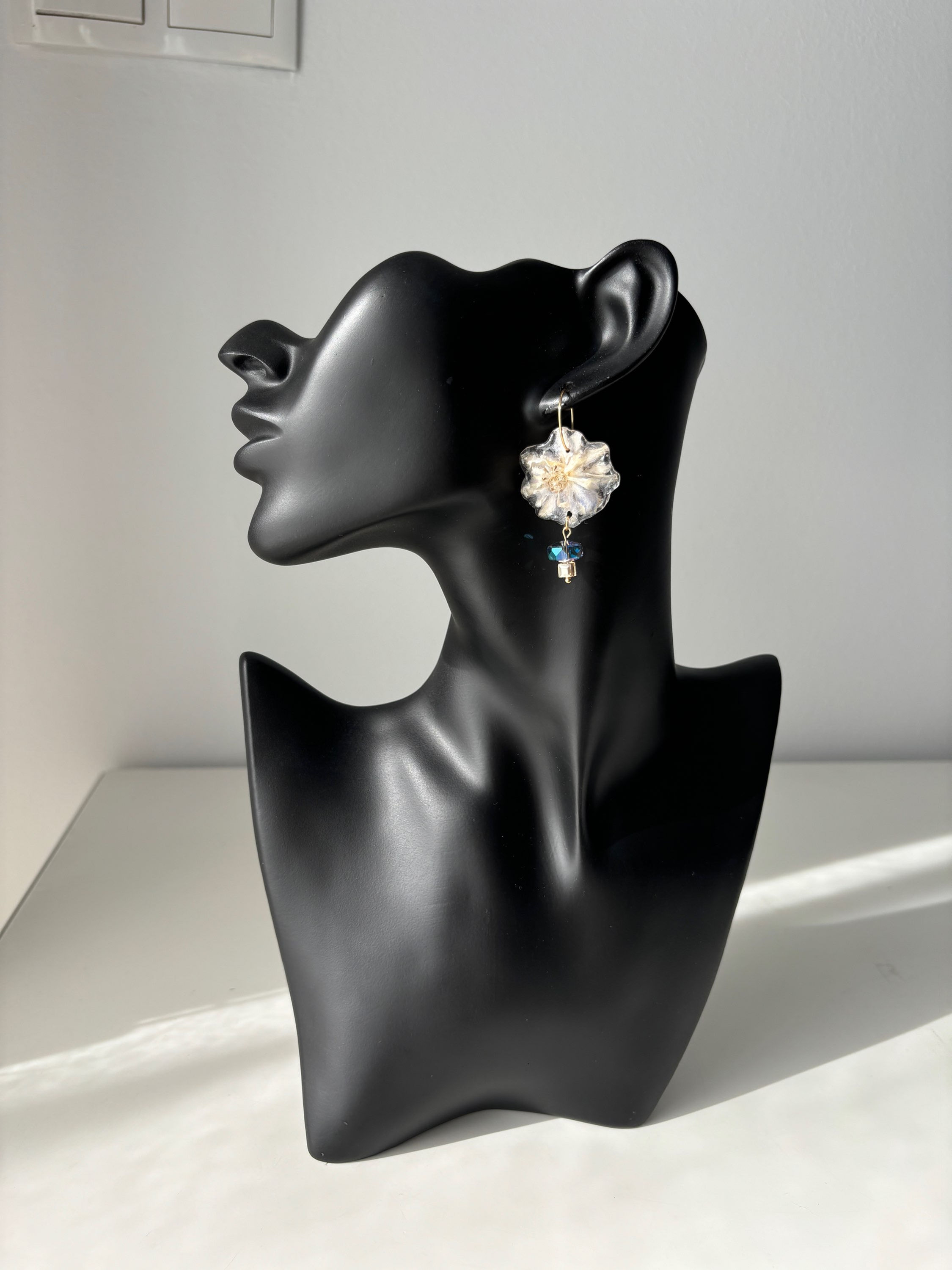 Delphinium & Crystal Beads Earrings