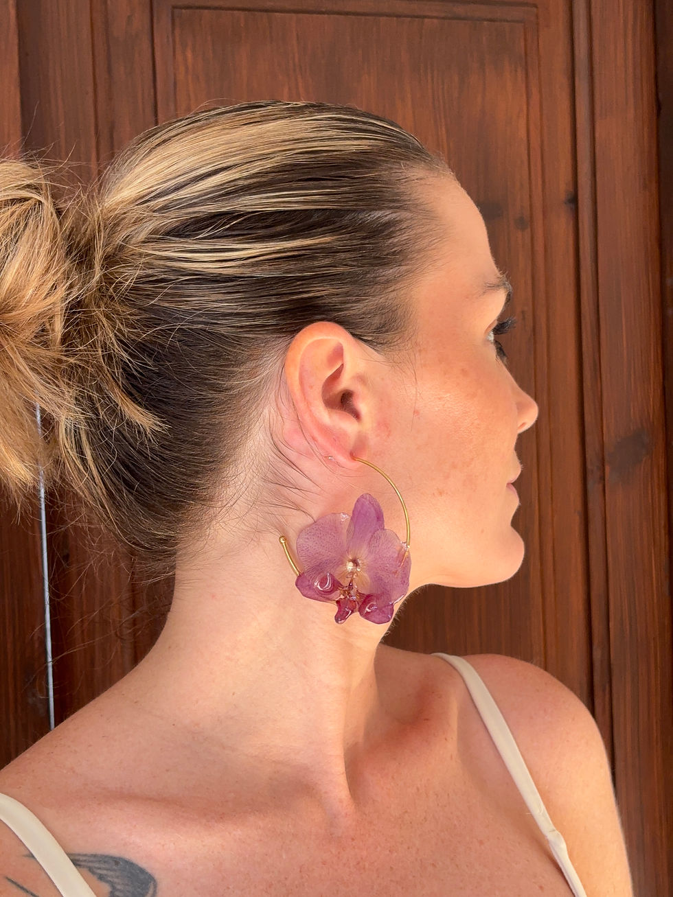 Miniature : Orchids Hoop Earrings