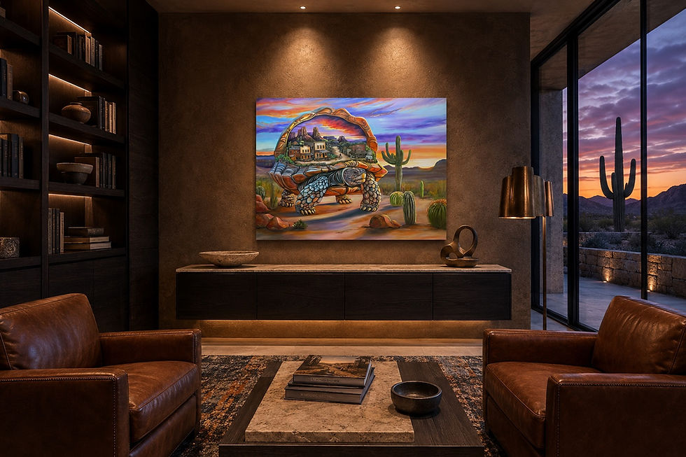 Secrets of a Desert Dweller by Dani Abbott in a desert interior. Does Dry Desert Air Damage a Canvas, Dani Abbott Fine Art Artist Insights