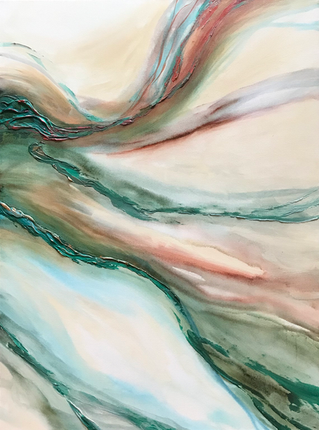 Right panel detail of The Canyon by Dani Abbott, showing soft canyon-inspired movement and textured acrylic surface work.