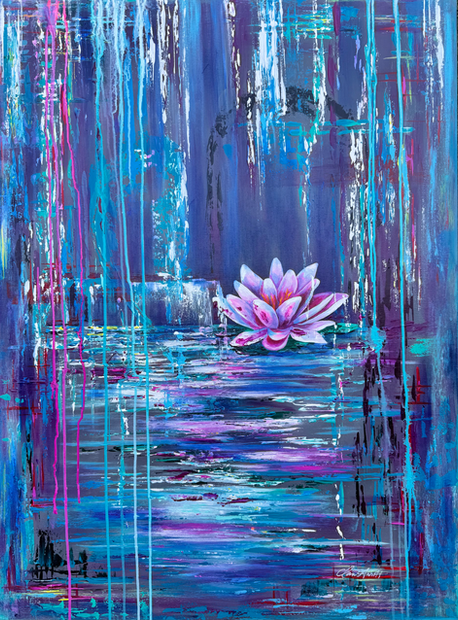 Full artwork view of Peace by Dani Abbott, a 40x30 original acrylic painting with a soft feminine and spa-like presence.