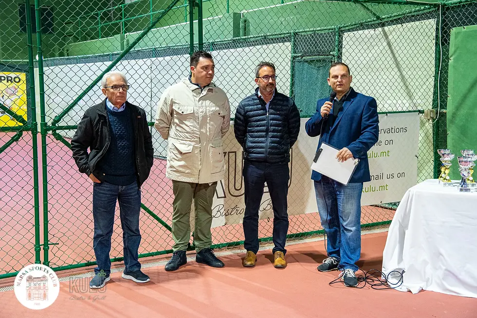 From Left to Right: Godwin Borg - Marsa Sports Club Chairman / Andrew Zaffarese - Sponsor Kulu Bistro and Grill / Marc Gingell Littlejohn - Malta Tennis Federation President / Anthony Mifsud - Marsa Sports Club Tennis Section Chairman