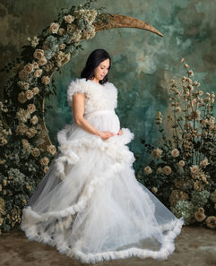 Expecting mother photographed in a studio maternity session on Long Island