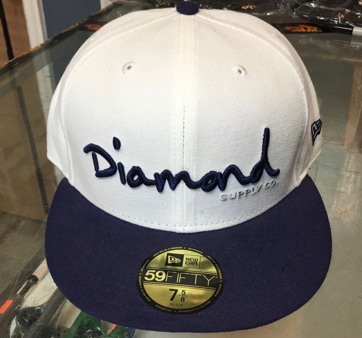 Diamond OG Script Hat (White/Navy)