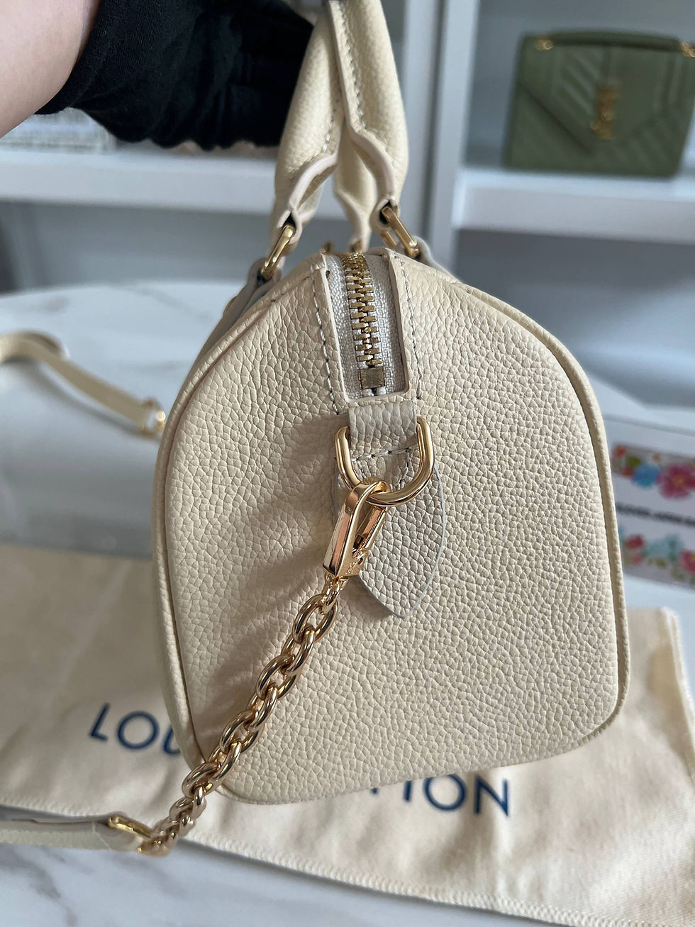 Thumbnail: Speedy Bandoulière 20 Handbag w/ Bicolour Monogram Empreinte in Cream and Blue