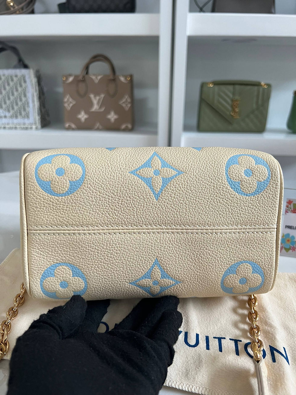 Thumbnail: Speedy Bandoulière 20 Handbag w/ Bicolour Monogram Empreinte in Cream and Blue