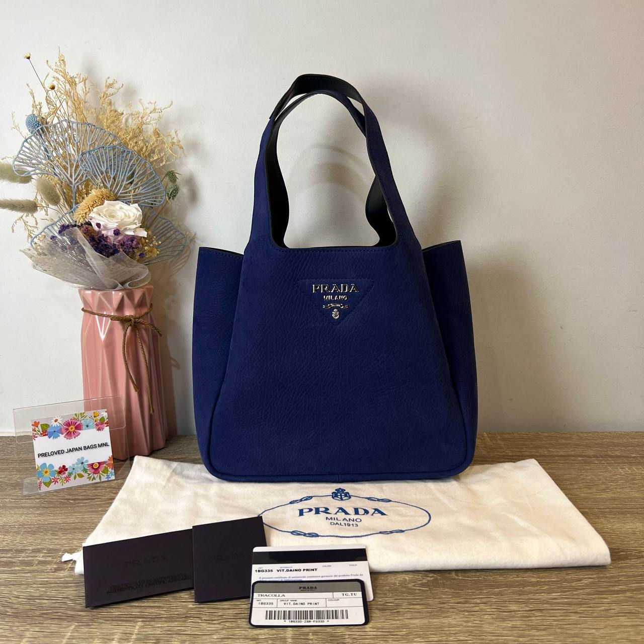 Blue Leather Medium Shoulder Bag
