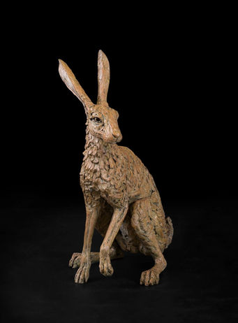 Hare, alert turning , Limited edition, bronze sculpture 