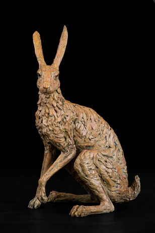 Hare, alert turning , Limited edition, bronze sculpture 