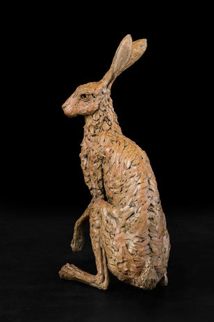 Hare, alert turning , Limited edition, bronze sculpture 