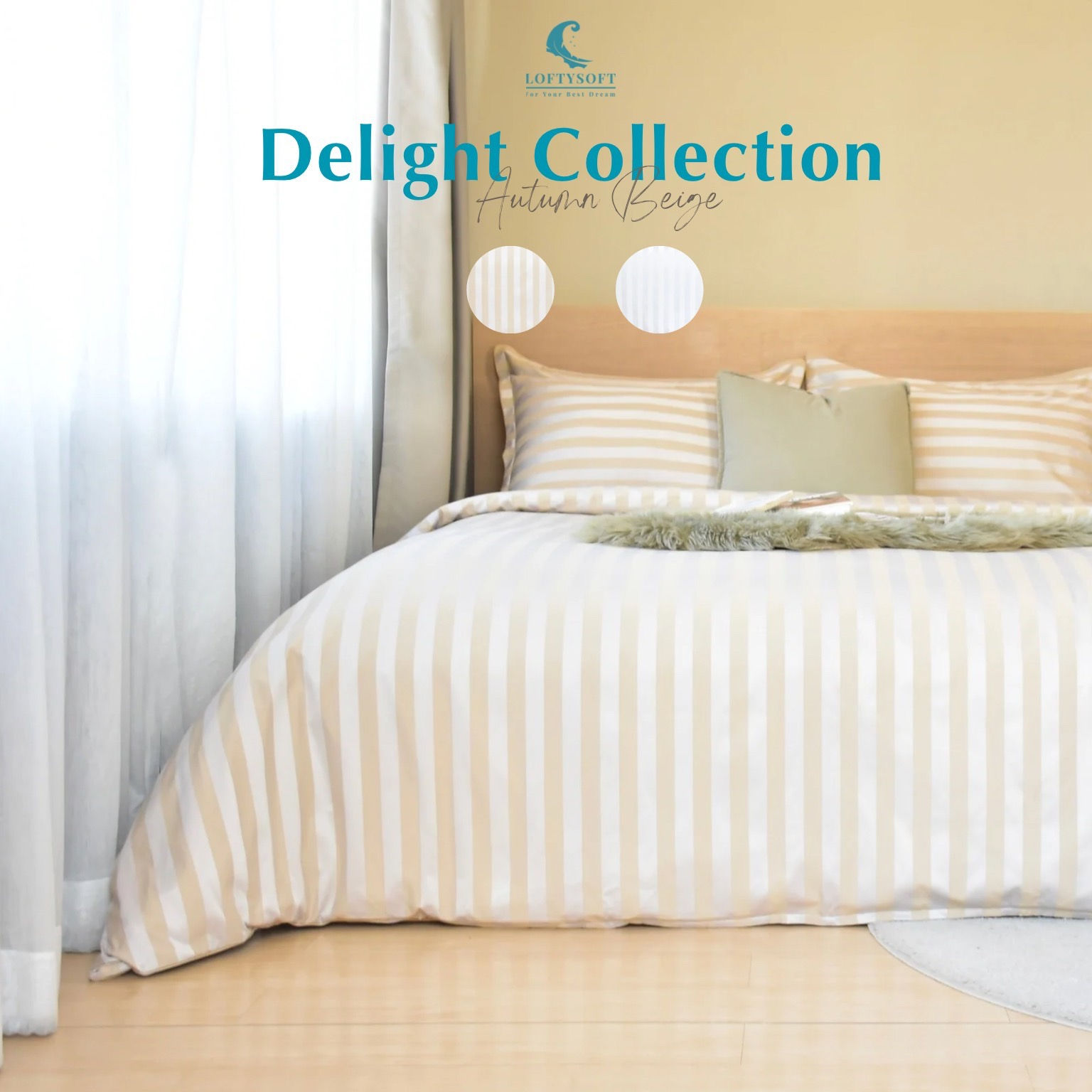 LOFTYSOFT ชุดผ้าปูที่นอน 7ฟุต Cotton Silk 550 เส้นด้าย Delight Collection