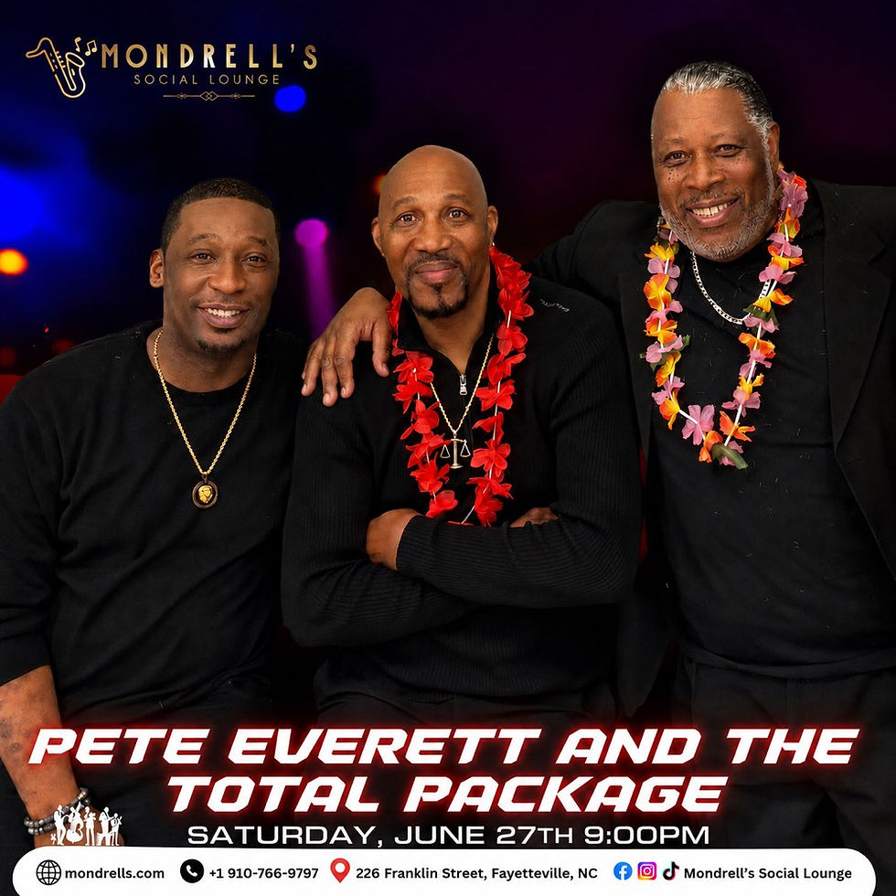 Live music by Pete Everett and The Total Package 