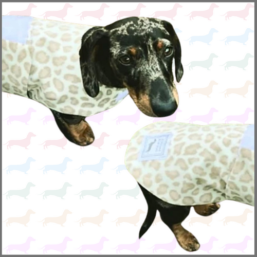Sausage Dog Box Waterproof Designer Fleece Coat Snow Leopard