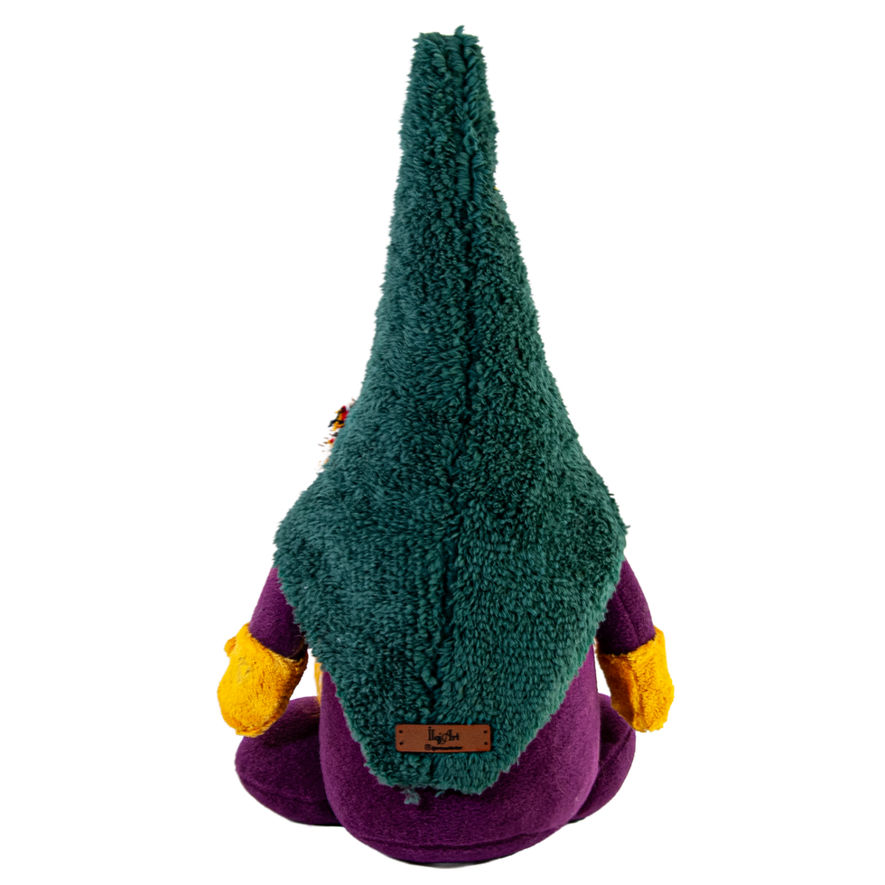 Yeşil Şapkalı Turuncu Sakallı Peluş Cüce Figürü - Arka Görünüm