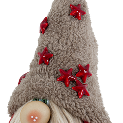 Gri Şapkalı Yıldızlı Peluş Sevgililer Günü Hediyesi Cüce Figürü - Şapka Detay