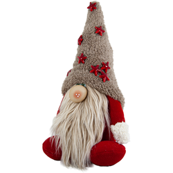 Gri Şapkalı Yıldızlı Peluş Sevgililer Günü Hediyesi Cüce Figürü - Sol Görünüm