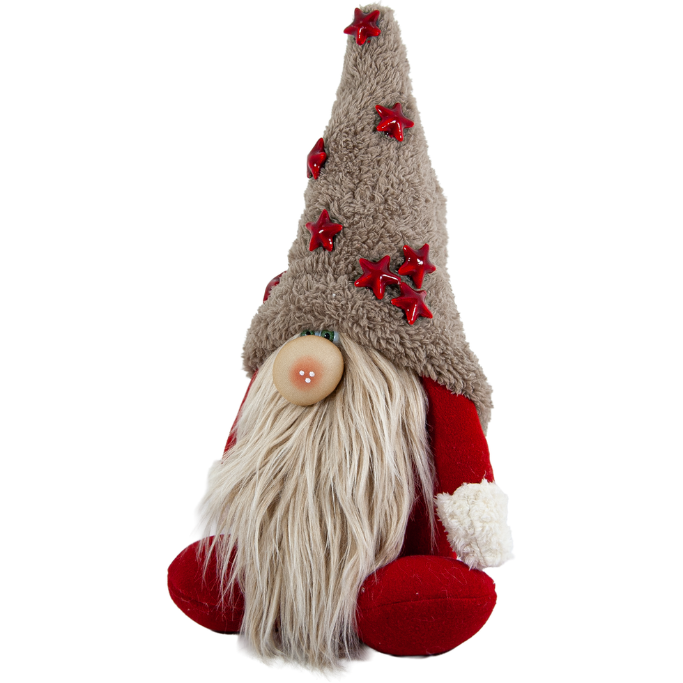 Gri Şapkalı Yıldızlı Peluş Sevgililer Günü Hediyesi Cüce Figürü - Sol Görünüm