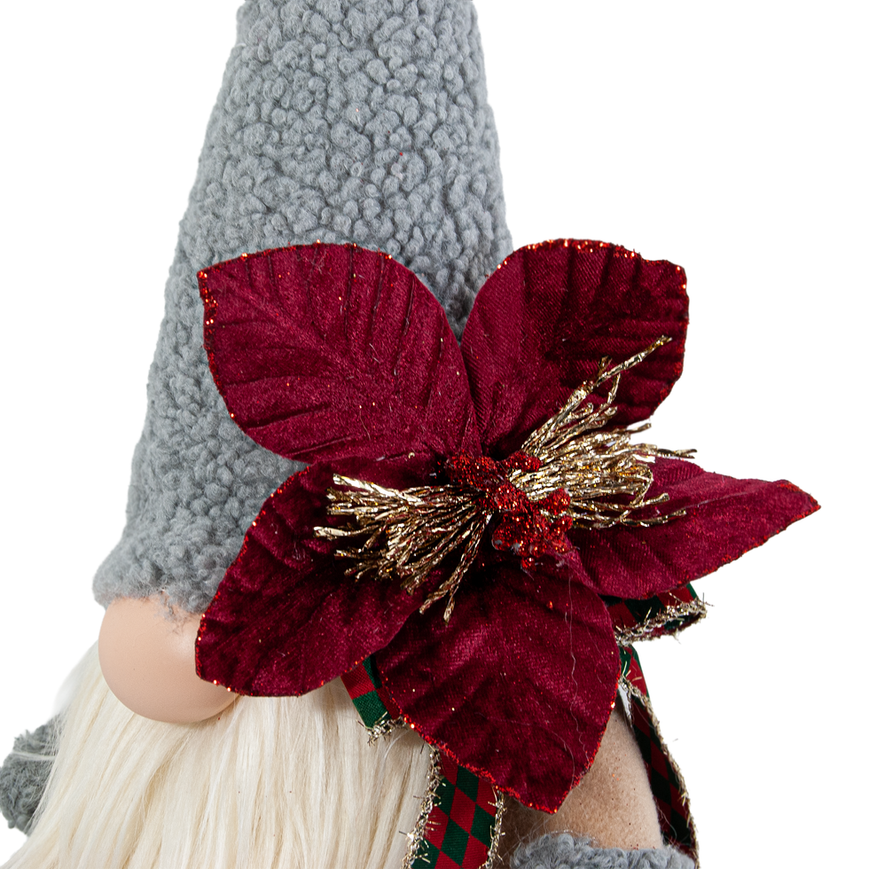 Gri Şapkalı Aşk Cücesi Figürü - Peluş Sevgililer Günü Hediyesi - Sol Görünüm Şapka Detay