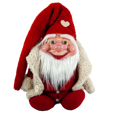 3D Kırmızı Şapkalı Gnome Aşk Cücesi Figürü - Sevgililer Günü Hediyesi - Ön Görünüm