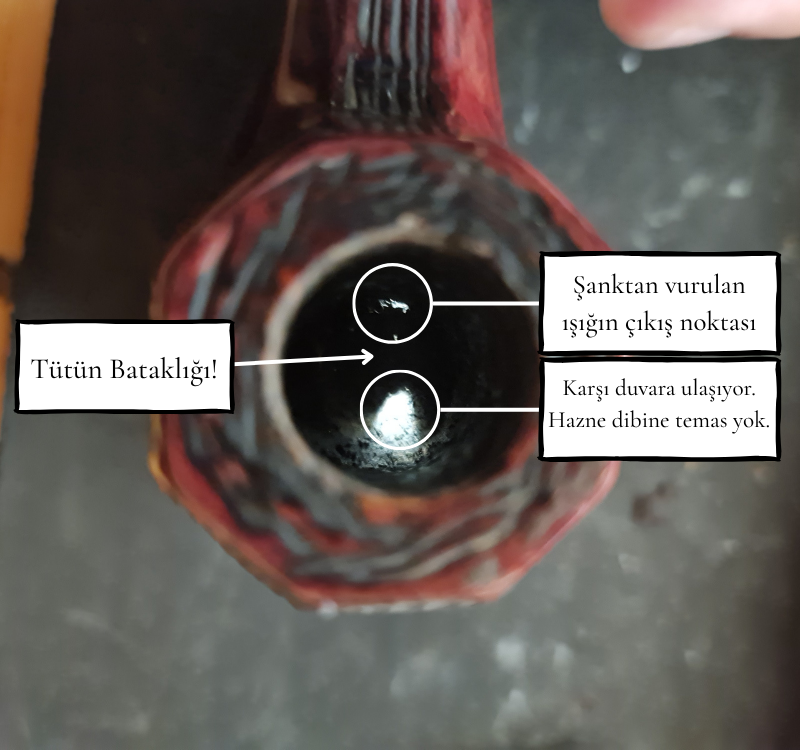 Tütün bataklığı olan, alınmaması gereken bir pipo haznesi görseli.