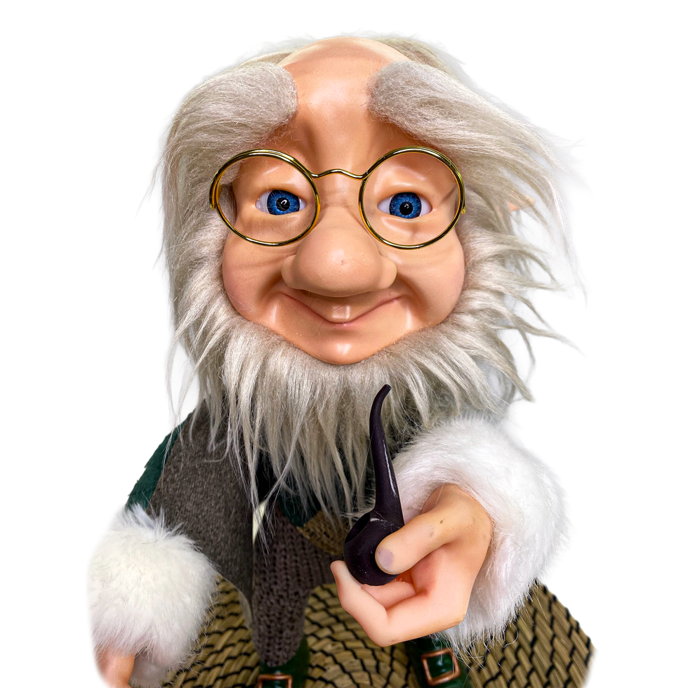 3D Figür Hediyelik - Asa Tutan ve Pipo İçen Şapkasız Bilge Cüce Figürü - Profil